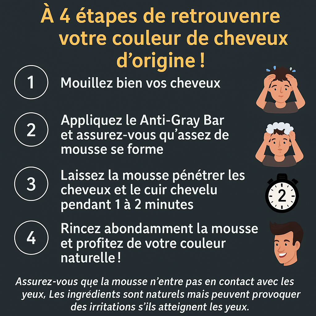 Barre anti-gris ~ Restaure la couleur naturelle des cheveux